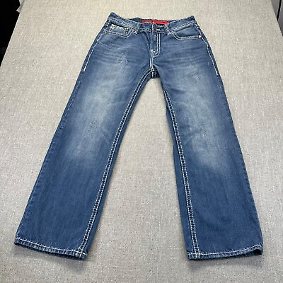 #ad #ad Rock amp; Roll Denim Jeans Men 32x30 Blue Double Barrel Straight Relaxed Distressed $34.88