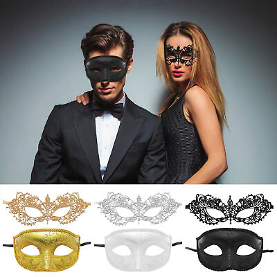 #ad 1 pair Masquerade Masks For Couple Venetian Woman Lace Men PP Cosplay Costume $8.72