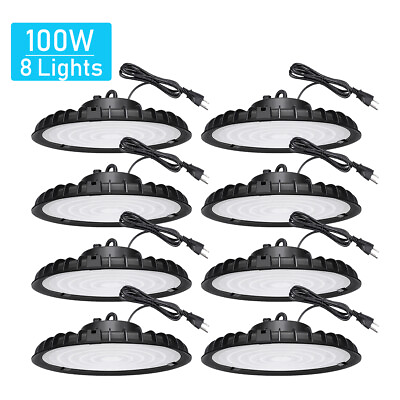 #ad 8 Pack 100W Led UFO High Bay Light 100 Watts Commercial Factory Warehouse Light $142.56