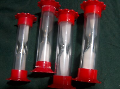 #ad LOT of 4 60 second 1 Minute Sand Timers From Taboo games RED $2.89