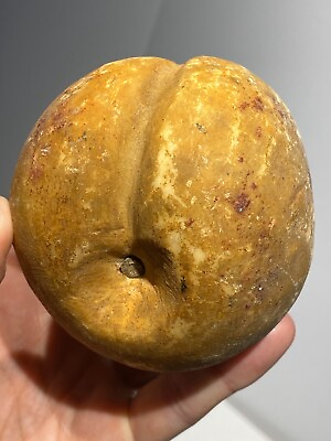 #ad Early Original Antique Italian Alabaster Stone Fruit Peach Old Patina Very Old $79.99