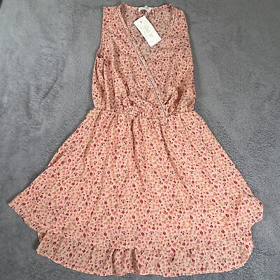 #ad Sienna Sky Women#x27;s Floral Print Dress Pink Lace Trim XS New with Tags $15.80