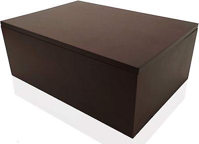 #ad Wooden Storage Box for Home Large Wood Keepsake Box with Lid Dark Brown Wood $39.99
