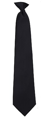 #ad Men#x27;s Classic Solid Black Clip On Necktie Business Weddings Formals Party $14.95