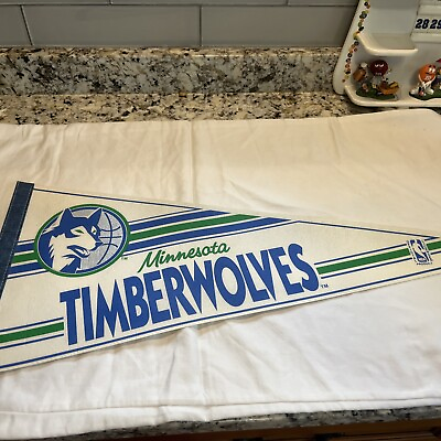 #ad Vintage NBA Minnesota Timberwolves 1990#x27;s Era Pennant 30”x12” $16.00