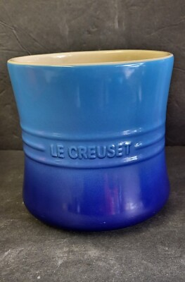 #ad LE CREUSET UTENSIL HOLDER CROCK STONEWARE Large 2.75 QT Blue NEW $28.50