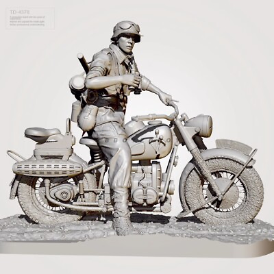 #ad 1 24 75mm Resin Figure Model WW II European Motorcyclists unassembled unpainted $37.41