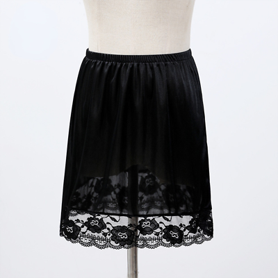 #ad Lace Satin Lady Petticoat Faux Silk Skirt Underskirts Mini Half Splice 35cm Chic GBP 8.49