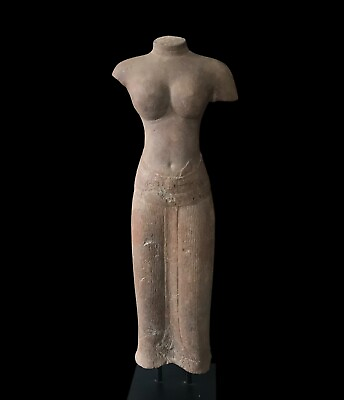 #ad A Fine Khmer Sandstone Torso Of A Goddess Angkor Baphuon 11th Century $3350.00