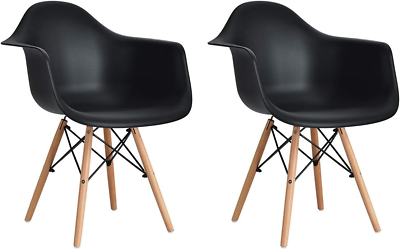 #ad Dining Chairs Set of 2 Black Easily Assemble Modern Mid Century Dining Chairs w $126.99