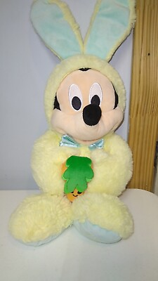 #ad MICKEY MOUSE 18quot; YELLOW EASTER BUNNY PLUSH amp; CARROT DISNEY STORE 2019 LOGO FOOT $12.99