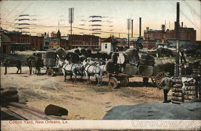 #ad 1909 New OrleansLA Cotton Yard Louisiana Grombach Faisans Co. Ltd. Postcard $9.99