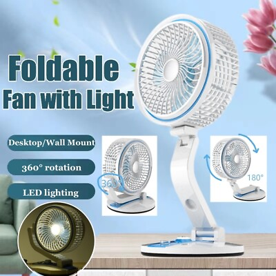 #ad USB Foldable Fan With Night Light Table Desk Floor Portable Fan 360° Rotation $35.69
