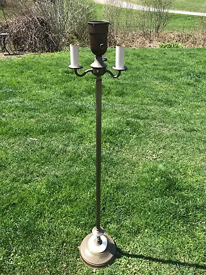 #ad #ad Vintage Floor Lamp Ornate White Marble Cast Iron Base Brass Wreath Pattern $159.99