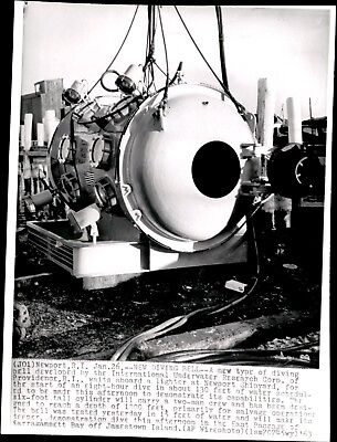 #ad LG43 1963 Wire Photo NEW DIVING BELL NEWPORT SHIPYARD TEST UNDERWATER RESEARCH $20.00