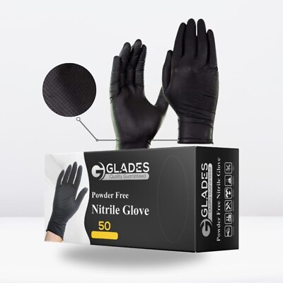 #ad #ad GLADES Heavy Duty Black Nitrile Gloves Powder Latex Free 8 Mil M L XL XXL $129.99