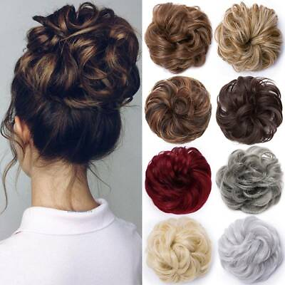 #ad Natural Curly Messy Bun Hair Piece Scrunchie Updo Hair Extensions Real as Human $8.80