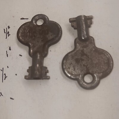 #ad 2 Vintage Antique Miller Skeleton Key Double Bit Hollow Barrel $15.00