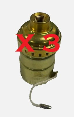 #ad LAMP SOCKET 3 PACK Lamp Repair Brass Replacement PULL TYPE Various Qtys $69.99