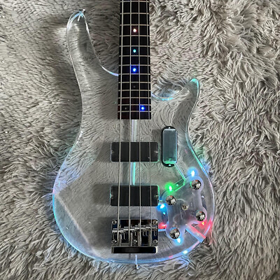 #ad 789Store 4 Strings Electric Bass Arcylic Body Colorful LED Light Maple Neck $305.97