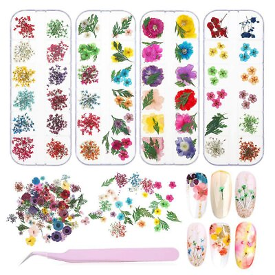 #ad 4 Boxes Small Tiny Dried Flowers Natural Mixed Flowers For DIY Nail Art Design $7.59