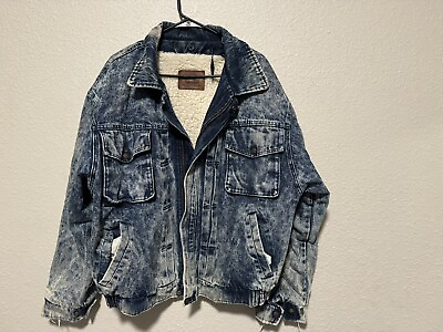 #ad Vintage Levi#x27;s Denim Jacket L 80s Sherpa Lined Distressed USA Made Blue $12.50
