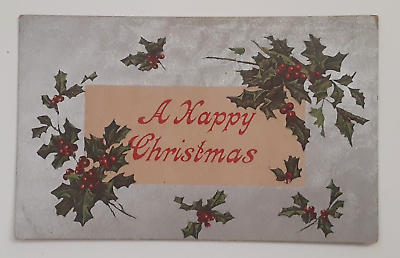 #ad 1900s Happy Christmas Holiday Foil Postcard Antique Early Century Post Card $8.99