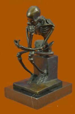 #ad MODERN ART SOLID BRONZE quot;SKELETON THINKERquot; SIGNED MILO HOT CAST MARBLE FIGURE $199.00
