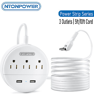 #ad 3 Prong to 2 Prong Power Strip W 2 USB Ports 3Outlets 5 10FT Cord Rotating Plug $23.74