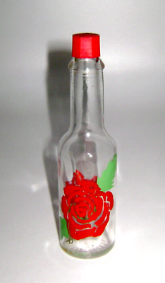 #ad Vintage Tabasco Pepper Sauce Bottle Rose Decorations McIlhenny cap $6.50