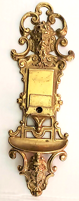 #ad 11quot; Vintage Brass Zeus Matchbox Holder Vesta Match Box Wall Hanging Olympus $65.00