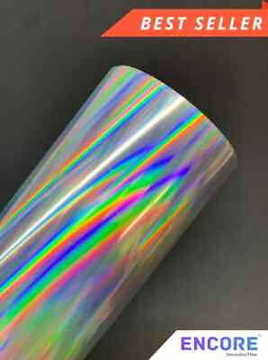 #ad Glossy Rainbow Silver Holographic Adhesive Vinyl Oil Slick Multiple Sizes $9.95