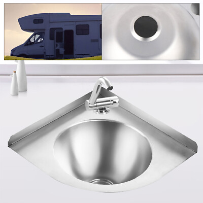 #ad RV Boat Caravan Camper Triangular Sink Bathroom Wash Basin Sink Stainless Steel $110.21