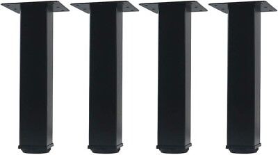 #ad 8 inch Adjustable Metal Furniture Legs Square Office Table Leg Set of 4 Black $21.99