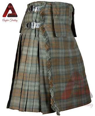 #ad Scottish Handmade Traditional tartan kilt Black Watch Weathered 8 Yard Kilt $58.99