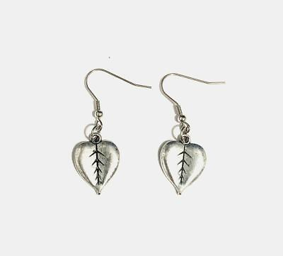 #ad Ladies Leaf Drop Dangle Earrings In Silver Metal 316L Surgical Steel Hook GBP 3.90