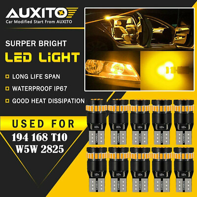 #ad 501 Led Silicone YELLOW T10 Xenon Car Bulbs Canbus Error Free W5w Side Light Cob GBP 17.19