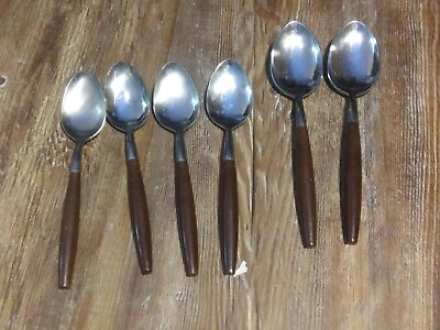#ad HEARTHSIDE JAPAN PC FLATWARE 4 TABLE 2 LARGE SPOONS BROWN HANDLE $40.00