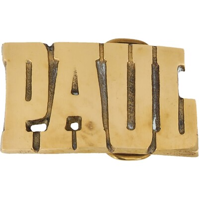 #ad New Brass Paul Paulie Pauly Paulo Name Tag Hippie 1970s NOS Vintage Belt Buckle $34.00