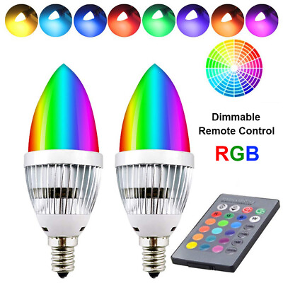 #ad 1 10PACK Candelabra LED Bulb Color Changing Candle Light Lamp Remote Control US $44.70