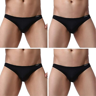 #ad Underwear Men#x27;s 4 Pack Classic Low Rise Stretchy Hip Briefs Bikini $40.14