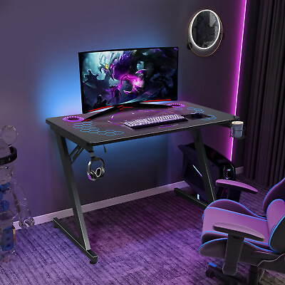 #ad ELECWISH Computer Gaming Desk RGB Lights 43quot; Home Office Table PC Workstation $119.99