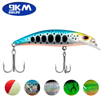 #ad 9KM Minnow Lure Sinking Lure Fishing Lure Diving Lip Hard Bait for Bass Walleye $6.29