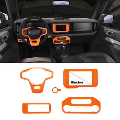 #ad Headlight Steering Wheel Center Console Trim For Ford Bronco 2021 Orange 5pcs $78.18