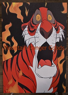 #ad Vintage Disney The Jungle Book Shere Khan Tiger Fire Print Color Plate $3.49