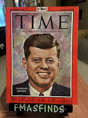 #ad J2 1960 JOHN KENNEDY CANDIDATE PRESIDENT Nov 7 TIME MAGAZINE Atlantic Edition $60.00