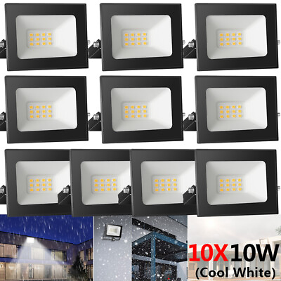 #ad 10x 10W LED Flood Light Outdoor Security Garden Yard Spotlight Fixture Coolwhite $57.99