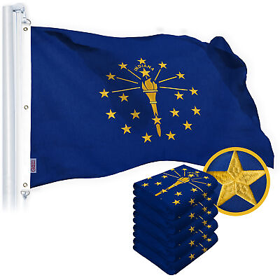 #ad G128 5 Pack: Indiana IN State Flag 5x8 Ft Embroidered 220GSM Spun Polyester $281.99