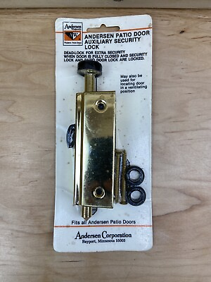 #ad Vintage Andersen Patio Door Auxiliary Security Lock Dead Lock Brass #35367 New $11.47