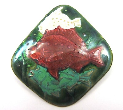 #ad Vintage Brooch Pin Enamel on Copper Fish Design MCM Modernist $15.29